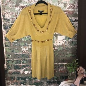 Arden B Silk Metallic Shift Dress - Yellow/Gold